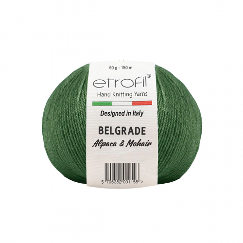 Пряжа Etrofil 'BELGRADE' 50гр 125м (10% кид мохер, 5% беби альпака, 55% полиамид, 30% вискоза) (70419 зеленый) ETROFIL