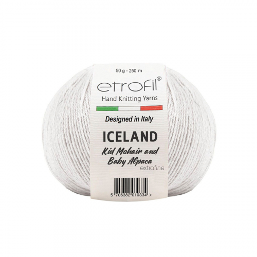 Пряжа Etrofil 'ICELAND' 50гр 250м (10% кид мохер, 5% беби альпака, 55% полиамид, 30% вискоза) (70027 белый) ETROFIL