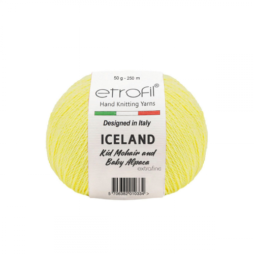 Пряжа Etrofil 'ICELAND' 50гр 250м (10% кид мохер, 5% беби альпака, 55% полиамид, 30% вискоза) (BL1002 желтый) ETROFIL