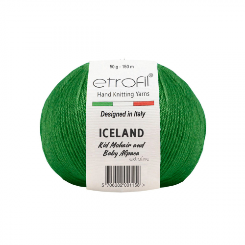 Пряжа Etrofil 'ICELAND' 50гр 250м (10% кид мохер, 5% беби альпака, 55% полиамид, 30% вискоза) (70419 зеленый) ETROFIL