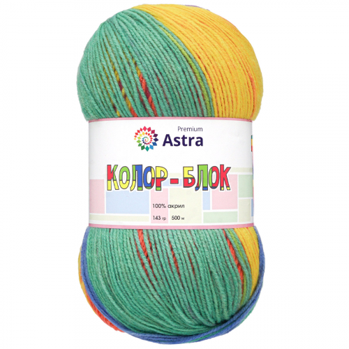 Пряжа Astra Premium 'Колор-блок' (Color-block) 143гр. 500м (100% акрил) (01 длинно-секционный)