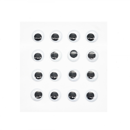 Глазки бегающие круглые на клеевой основе 15мм, 16шт/упак, ч/б, Astra&Craft