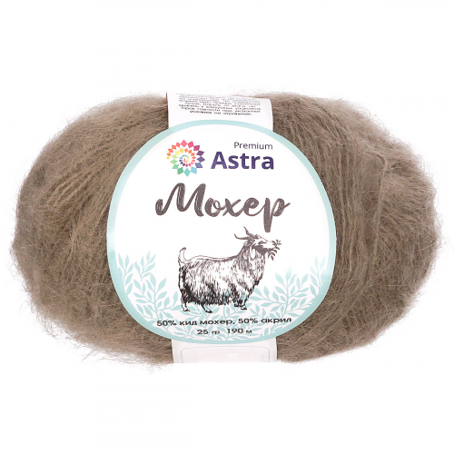 Пряжа Astra Premium 'Мохер' (Mohair) 25гр 190м (+/-5%) (50% кид мохер, 50% акрил) (38 бежево-серый)
