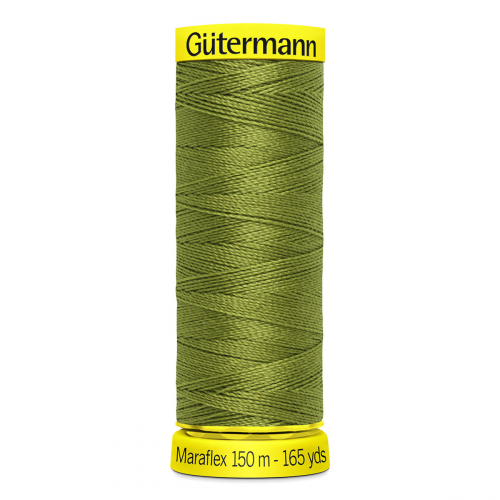 08 Нить Maraflex 120/150 м для эластичных, трикотажных материалов, 100% ПБТ Gutermann 777000 (582 зеленая горчица) Guetermann