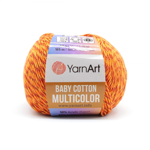 Пряжа YarnArt 'Baby cotton multicolor' 50гр 165м (50% хлопок, 50% акрил) (5208)