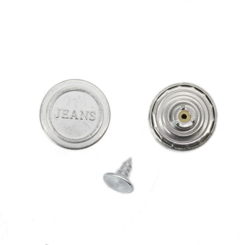 21NB-0609 Пуговица джинсовая на фиксированной ножке 18мм 'JEANS' цв.металл, никель АЙРИС