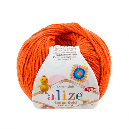Пряжа Alize 'Cotton Gold Hobby NEW' 50г 165м (55% хлопок, 45% акрил) (37 оранжевый)