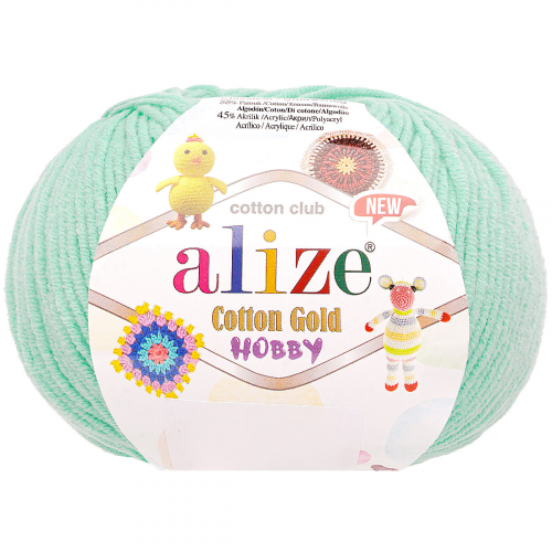 Пряжа Alize 'Cotton Gold Hobby NEW' 50г 165м (55% хлопок, 45% акрил) (15 водяная зелень)