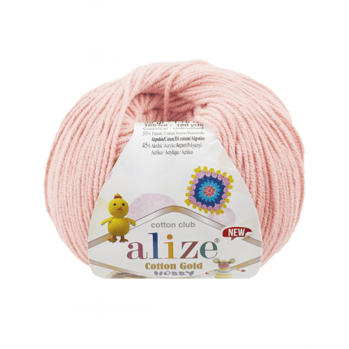 Пряжа Alize 'Cotton Gold Hobby NEW' 50г 165м (55% хлопок, 45% акрил) (393 светло-розовый)