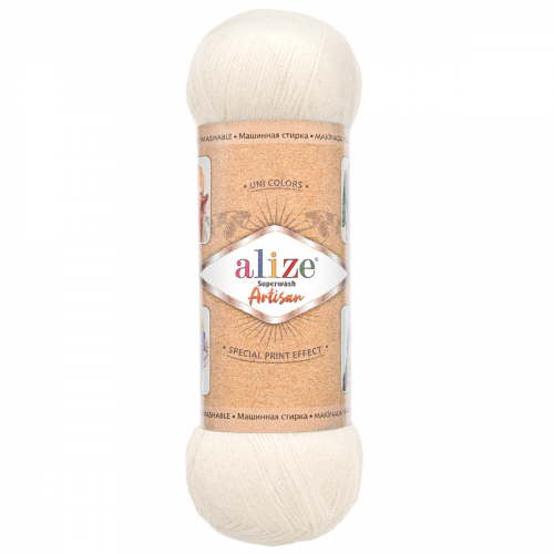 Пряжа ALIZE 'Superwash Artisan' 100гр. 420м. (75% SW шерсть, 25% полиамид) (55 белый) Alize