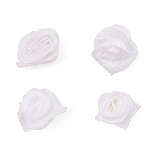 Цветы пришивные атласные 'Роза' 1,5 см, 4шт (белый) АЙРИС