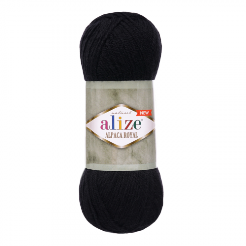 Пряжа ALIZE 'Alpaca Royal NEW' 100гр. 250м (55% акрил, 15% альпака, 30% шерсть) (60 черный) Alize