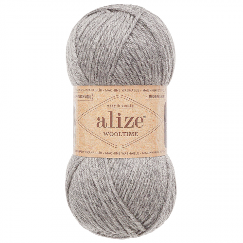 Пряжа ALIZE 'Wooltime' 100гр. 200м. (75% SW шерсть, 25% полиамид) (21 серый) Alize