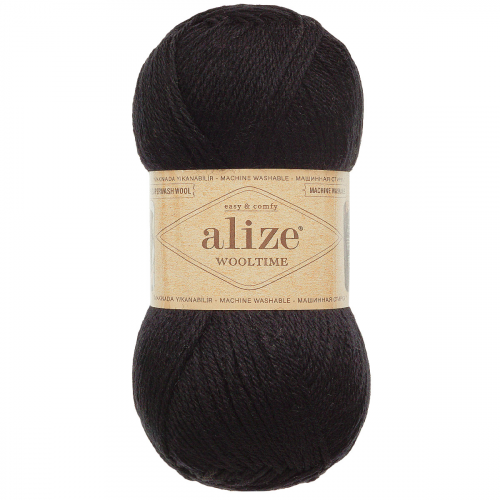 Пряжа ALIZE 'Wooltime' 100гр. 200м. (75% SW шерсть, 25% полиамид) (60 чёрный) Alize