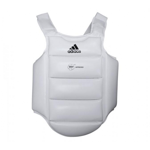 Защита корпуса детская Body Protector WKF белая c черным логотипом