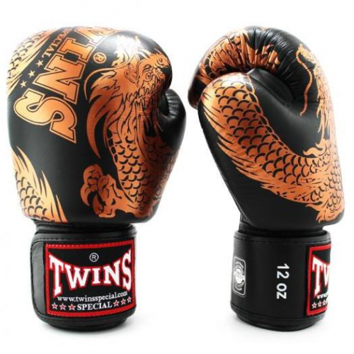 Боксерские перчатки TWINS FBGV-49 New Dragon Black Copper, 16 OZ