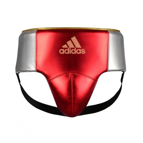 Защита паха мужская AdiStar Pro Мetallic Groin Guard красно-серебристо-золотая