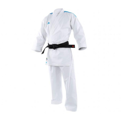 Кимоно для карате AdiLight Primegreen WKF белое с синими полосками