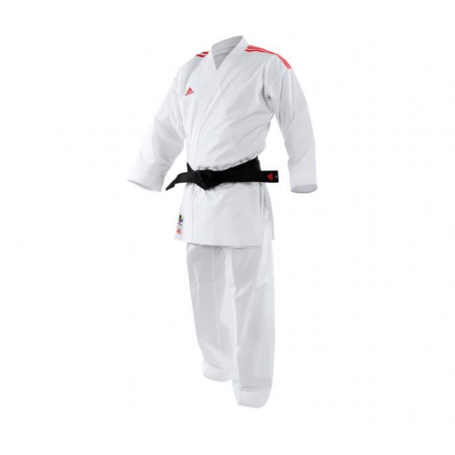 Кимоно для карате AdiLight Primegreen WKF белое с красными полосками