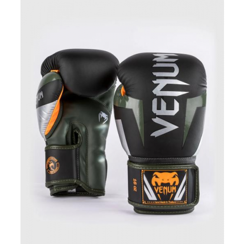 Перчатки боксерские Elite Black/Silv/Khaki/Orange, 12 унций