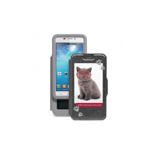 Gresso "Пушистики-котенок в очках" | Универсальный чехол-книжка с принтом для смартфона с диагональю 4.9-5.2 дюйма
