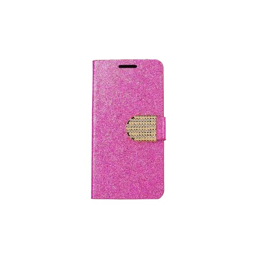 Epik Сияющий кожаный чехол-книжка со стразами для LG H930 / H930DS V30 / V30+ (Розовый)