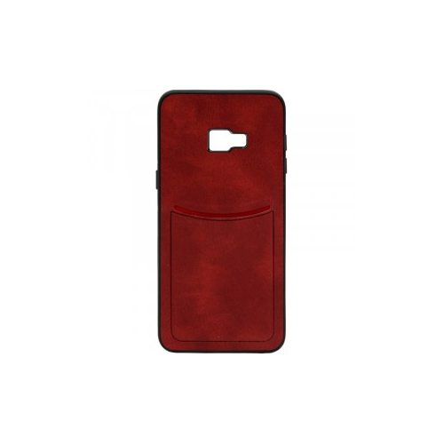 ILEVEL | Чехол с кожаным покрытием и с карманом-визитницей для Samsung J410F Galaxy J4 Core (2018) (Красный)