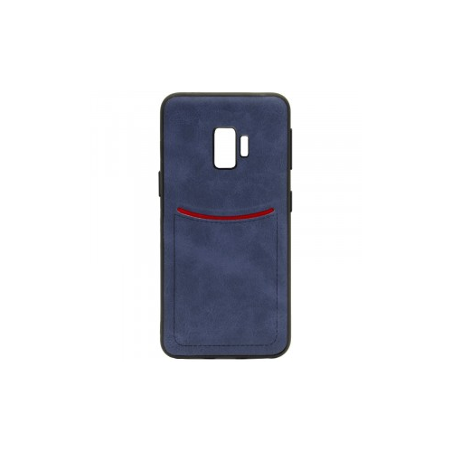 ILEVEL | Чехол с кожаным покрытием и с карманом-визитницей для Samsung Galaxy S9 (Синий)