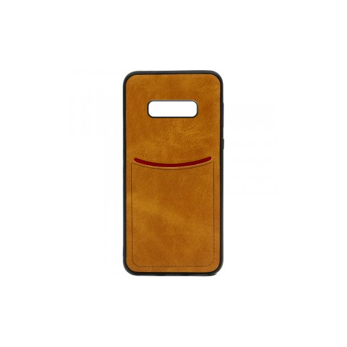 ILEVEL | Чехол с кожаным покрытием и с карманом-визитницей для Samsung Galaxy S10e (Светло-коричневый)
