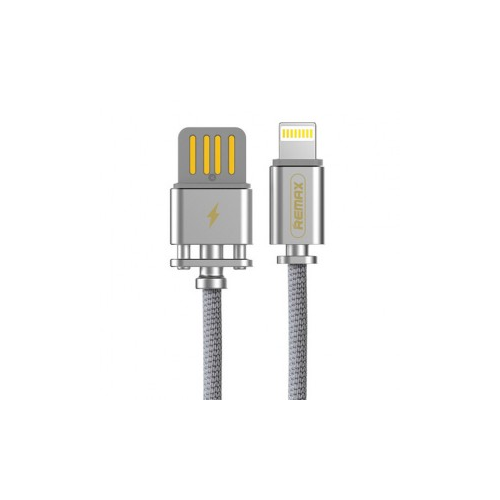 Remax Dominator RC-064i | Дата кабель с функцией быстрой зарядки в тканевой оплетке USB to Lightning (100см) (Серебряный)