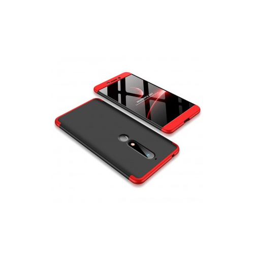 GKK LikGus 360° | Двухсторонний чехол для Nokia 6.1 с защитными вставками (Черный / Красный)