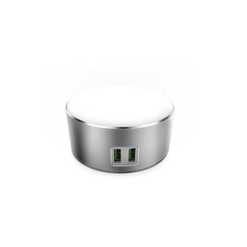 LDNIO A2208 | LED лампа с 2 USB разъемами для зарядки устройств (Серебряный)