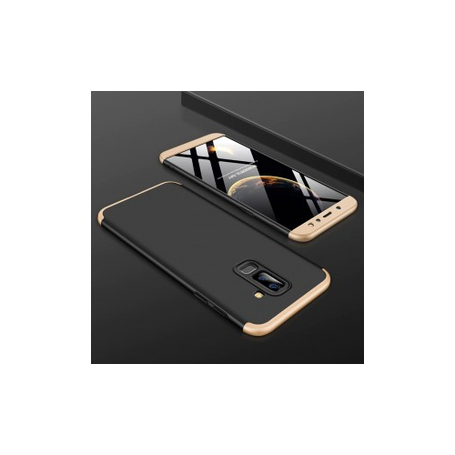 GKK LikGus 360° | Двухсторонний чехол для Samsung Galaxy J8 (2018) с защитными вставками (Черный / Золотой)
