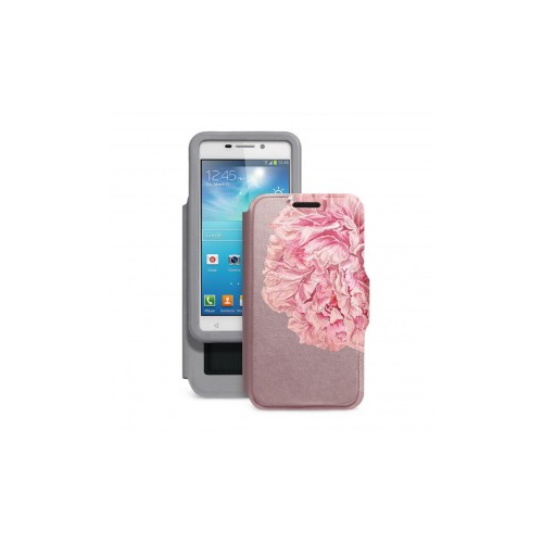 Gresso "Калейдоскоп Пион" | Универсальный женский чехол-книжка с принтом цветка для смартфона с диагональю 4,2-4,5 дюйма (Розовый)
