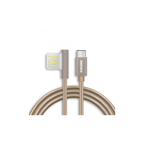 Remax Прочный кабель с разъемом Type-C и угловым коннектором USB под 90 градусов (100 см) (Золотой)