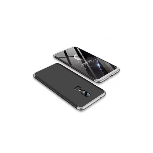 GKK LikGus 360° | Двухсторонний чехол для OnePlus 6 с защитными вставками (Черный / Серебряный)