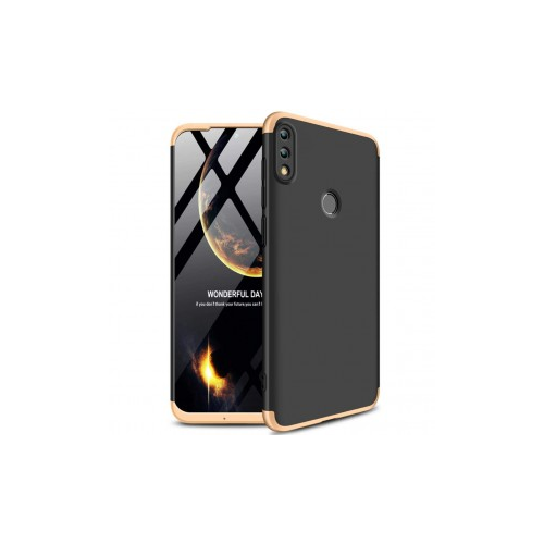 GKK LikGus 360° | Двухсторонний чехол для Huawei Honor 10 Lite / P Smart (2019) с защитными вставками (Черный / Золотой)