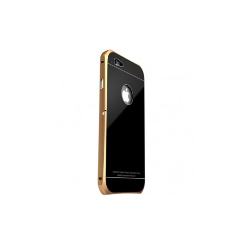 Luphie LUPHIE | Металлический бампер для Apple iPhone 6/6s 4.7" с глянцевой панелью и подставкой (Золотой / Черный)