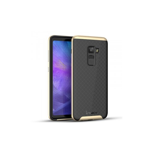 iPaky Hybrid | Противоударный чехол для Samsung A530 Galaxy A8 (2018) (Черный / Золотой)