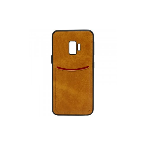 ILEVEL | Чехол с кожаным покрытием и с карманом-визитницей для Samsung Galaxy S9 (Светло-коричневый)
