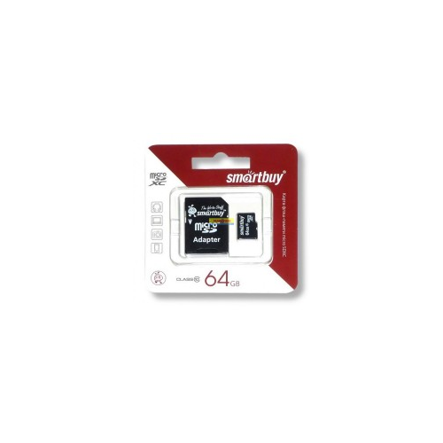 SmartBuy | Карта памяти microSDHC 64 GB Card Class 10 + SD adapter