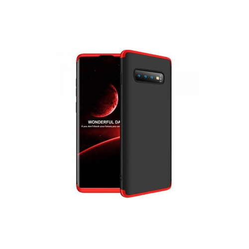 GKK LikGus 360° | Двухсторонний чехол для Samsung Galaxy S10+ с защитными вставками (Черный / Красный)