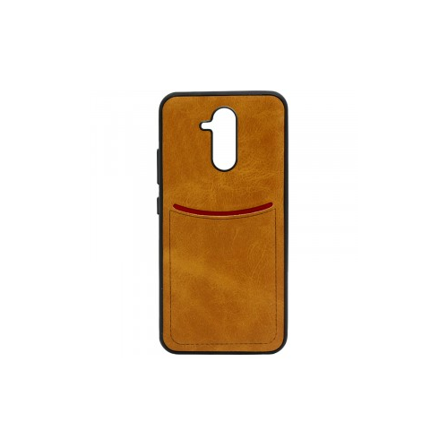 ILEVEL | Чехол с кожаным покрытием и с карманом-визитницей для Huawei Mate 20 lite (Светло-коричневый)