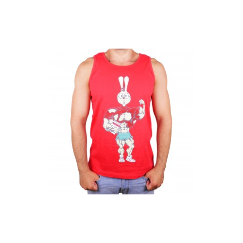 Epik Muscle Rabbit | Мужская майка со спортивным принтом "Кролик - Винни Пух" (Красный)