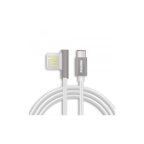Remax Прочный кабель с разъемом Type-C и угловым коннектором USB под 90 градусов (100 см) (Серебряный)