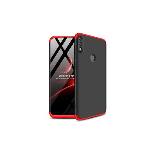 GKK LikGus 360° | Двухсторонний чехол для Huawei Honor 10 Lite / P Smart (2019) с защитными вставками (Черный / Красный)
