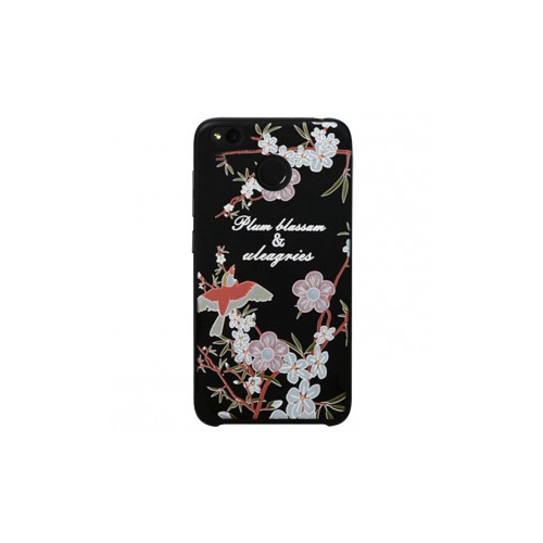 Epik Гибкий силиконовый чехол-накладка с цветочным принтом для Xiaomi Redmi 4X (Черный / Птицы и цветы)