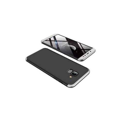GKK LikGus 360° | Двухсторонний чехол для Samsung Galaxy A6 (2018) с защитными вставками (Черный / Серебряный)