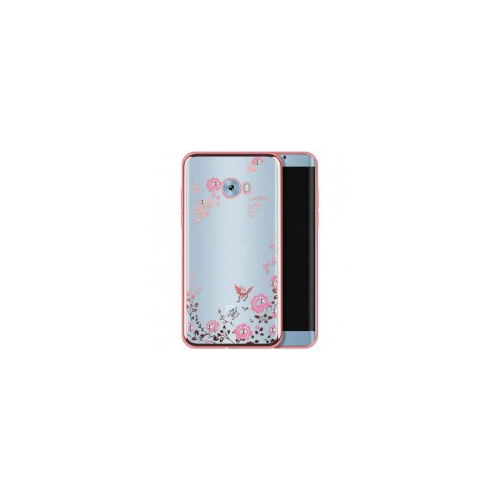 Epik Прозрачный чехол со стразами для Xiaomi Mi Note 2 с глянцевым бампером (Розовый золотой/Розовые цветы)