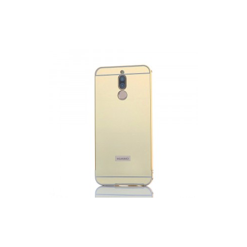 Epik Металлический бампер для Huawei Mate 10 Lite с зеркальной вставкой (Золотой)